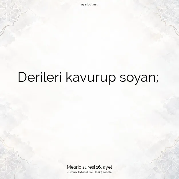 Ayetbul | Kuran Mealleri | Quran | Mearic suresi 16. ayet