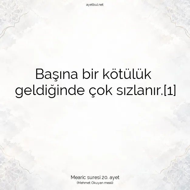 Ayetbul | Kuran Mealleri | Quran | Mearic suresi 20. ayet