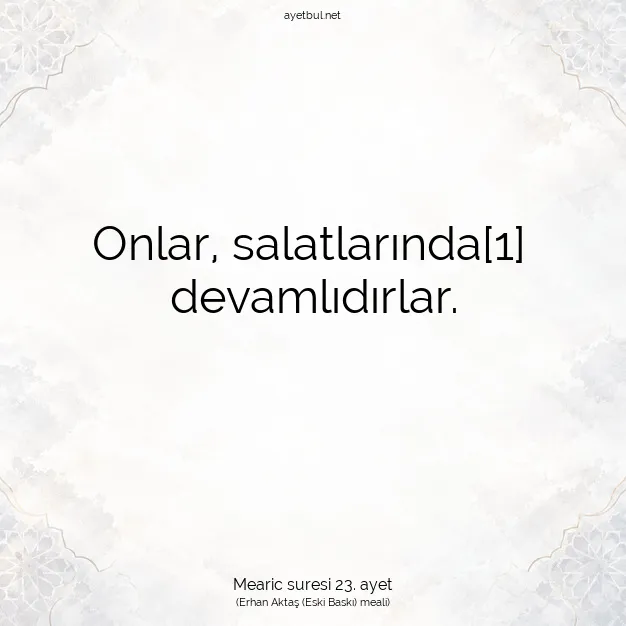 Ayetbul | Kuran Mealleri | Quran | Mearic suresi 23. ayet