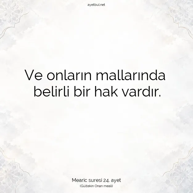 Ayetbul | Kuran Mealleri | Quran | Mearic suresi 24. ayet