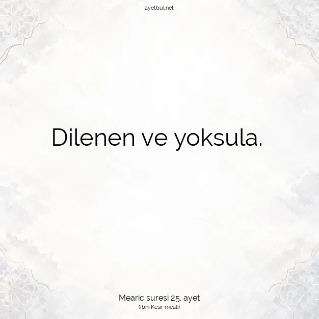Ayetbul | Kuran Mealleri | Quran | Mearic suresi 25. ayet