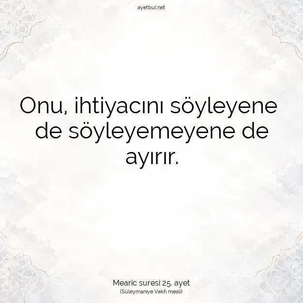 Ayetbul | Kuran Mealleri | Quran | Mearic suresi 25. ayet
