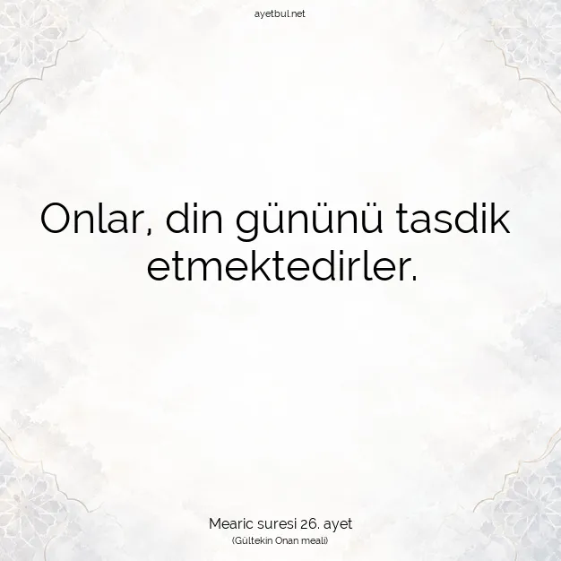 Ayetbul | Kuran Mealleri | Quran | Mearic suresi 26. ayet