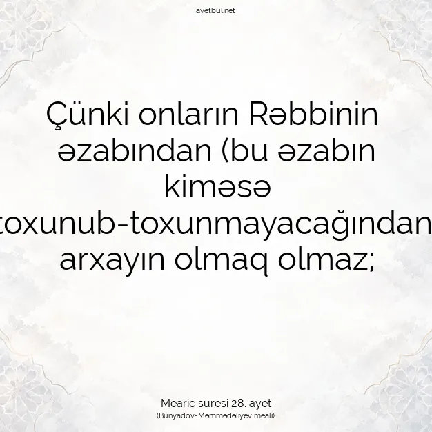 Ayetbul | Kuran Mealleri | Quran | Mearic suresi 28. ayet