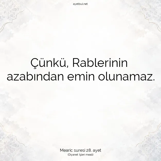 Ayetbul | Kuran Mealleri | Quran | Mearic suresi 28. ayet