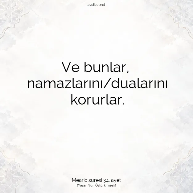 Ayetbul | Kuran Mealleri | Quran | Mearic suresi 34. ayet