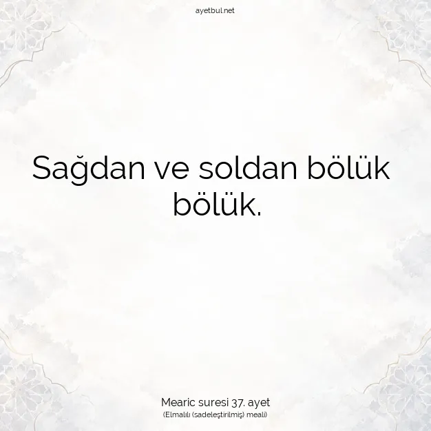 Ayetbul | Kuran Mealleri | Quran | Mearic suresi 37. ayet
