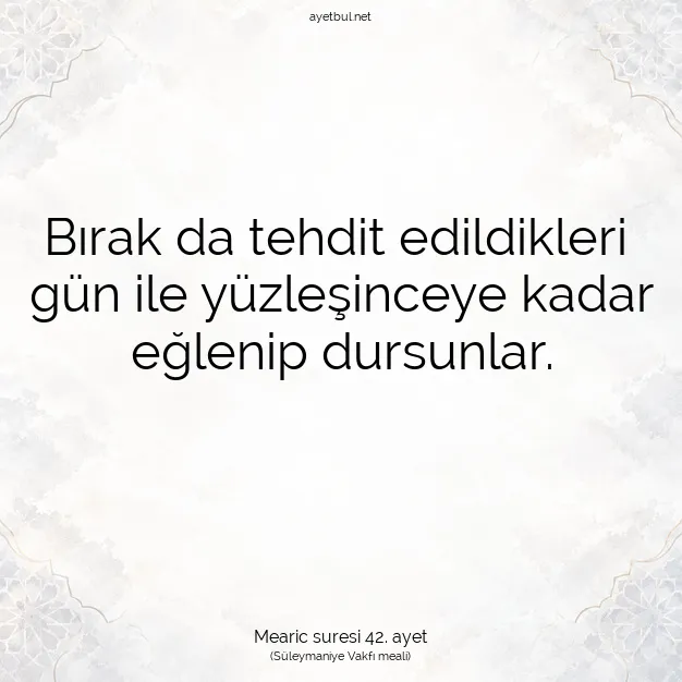 Ayetbul | Kuran Mealleri | Quran | Mearic suresi 42. ayet