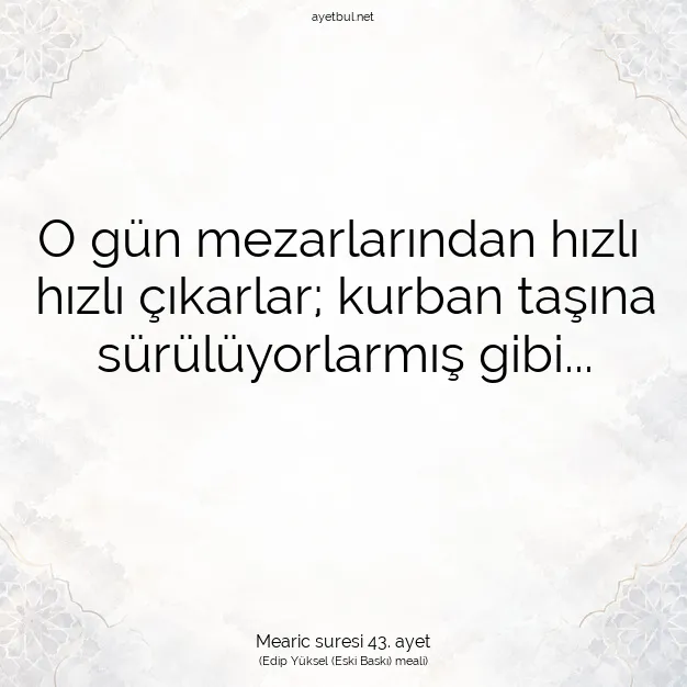 Ayetbul | Kuran Mealleri | Quran | Mearic suresi 43. ayet