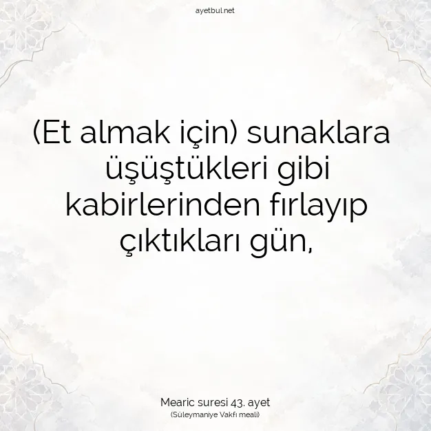 Ayetbul | Kuran Mealleri | Quran | Mearic suresi 43. ayet