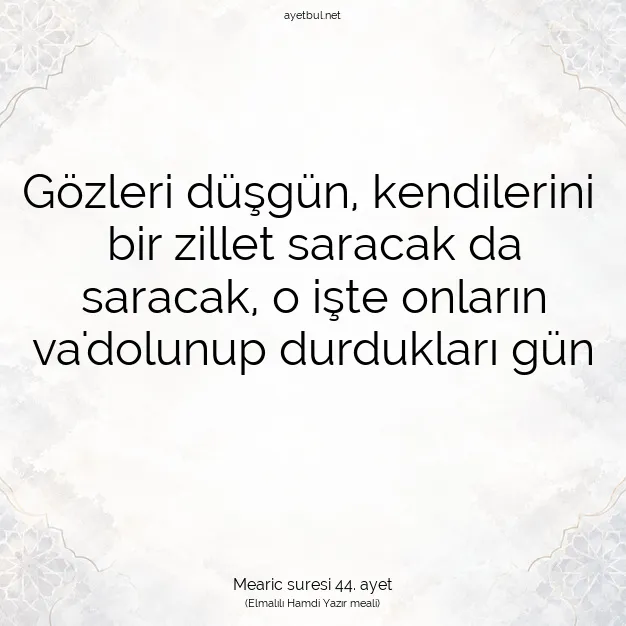 Ayetbul | Kuran Mealleri | Quran | Mearic suresi 44. ayet