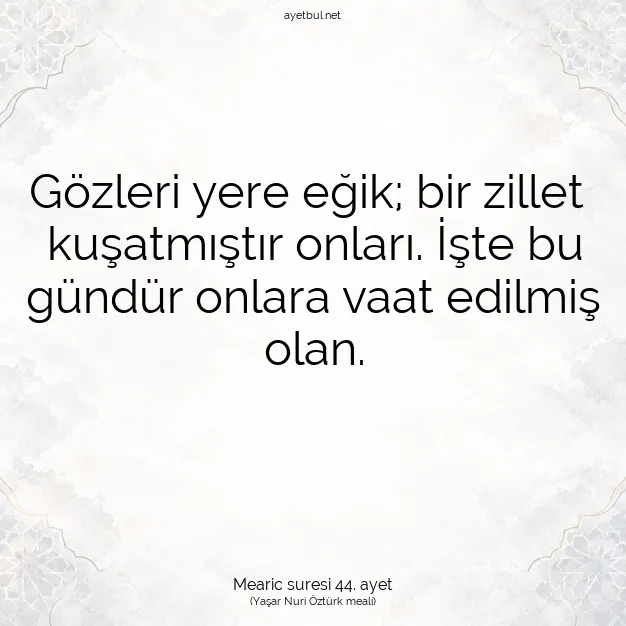 Ayetbul | Kuran Mealleri | Quran | Mearic suresi 44. ayet