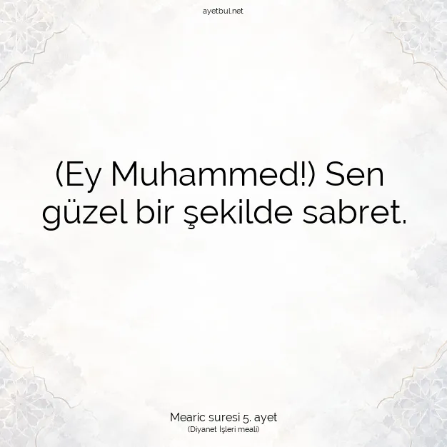Ayetbul | Kuran Mealleri | Quran | Mearic suresi 5. ayet