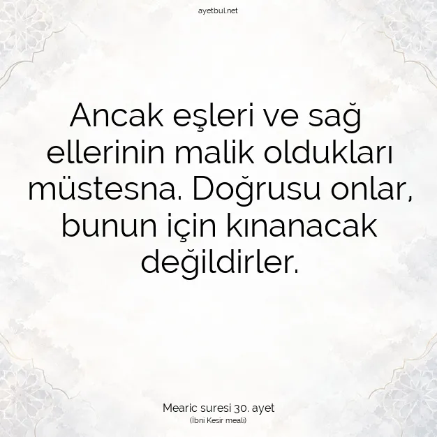 Ayetbul | Kuran Mealleri | Quran | Mearic suresi 30. ayet