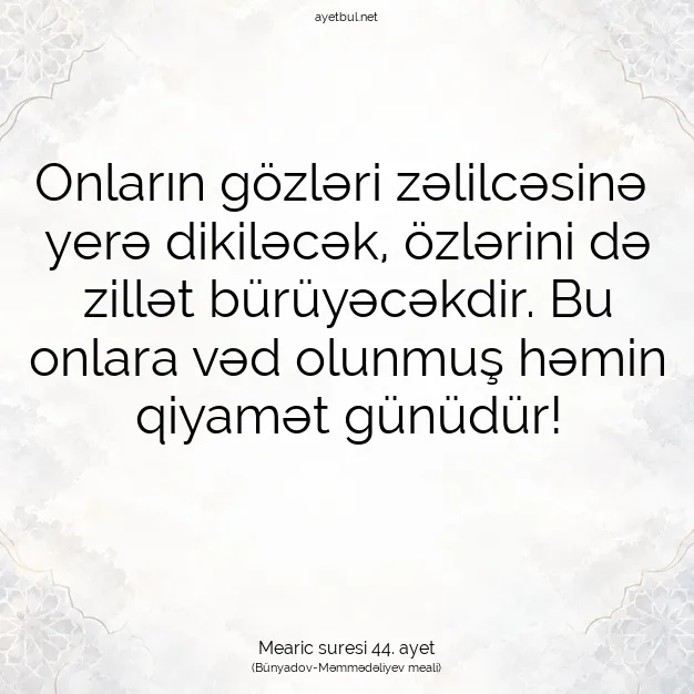 Ayetbul | Kuran Mealleri | Quran | Mearic suresi 44. ayet