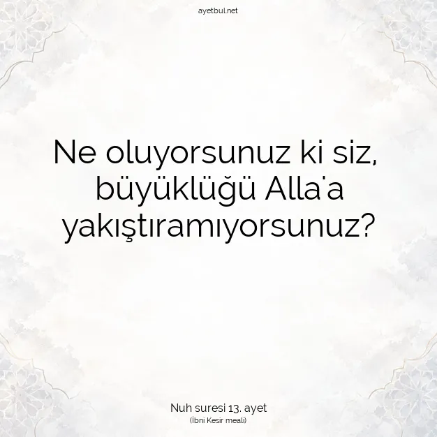 Ayetbul | Kuran Mealleri | Quran | Nuh suresi 13. ayet