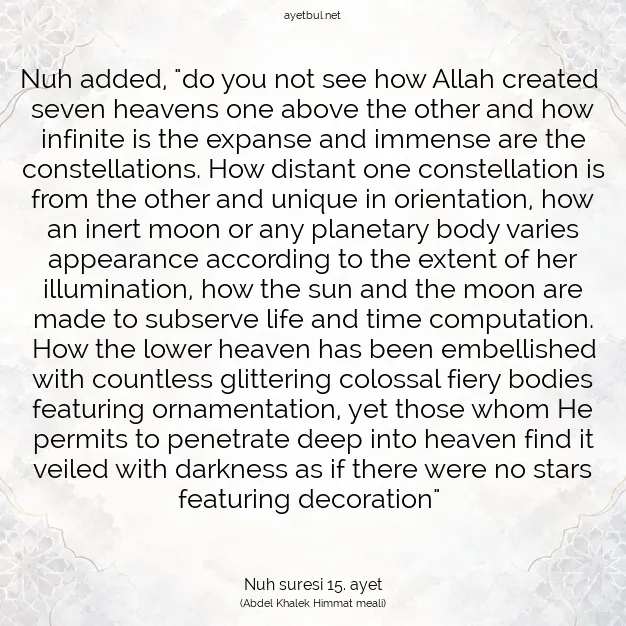 Ayetbul | Kuran Mealleri | Quran | Nuh suresi 15. ayet