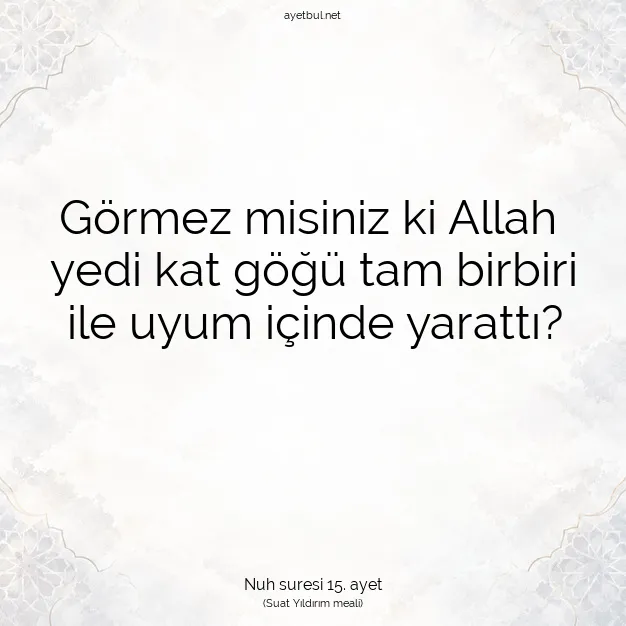 Ayetbul | Kuran Mealleri | Quran | Nuh suresi 15. ayet