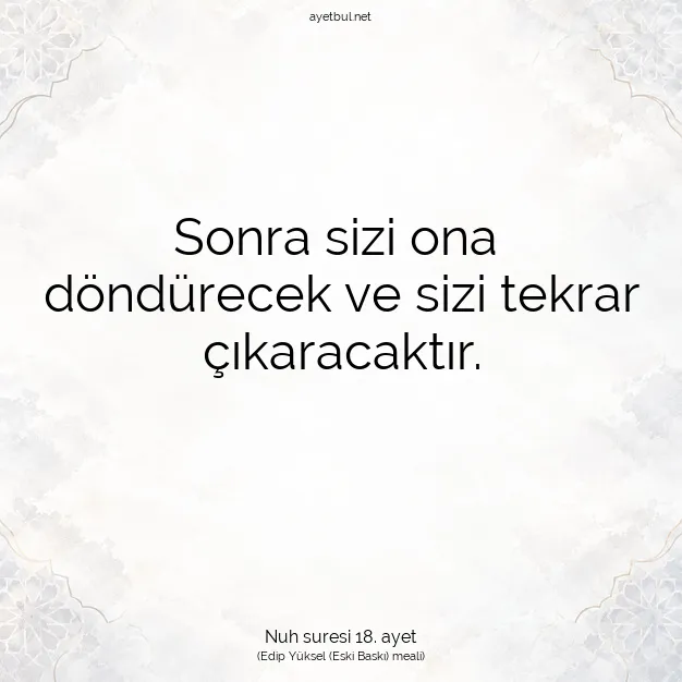 Ayetbul | Kuran Mealleri | Quran | Nuh suresi 18. ayet