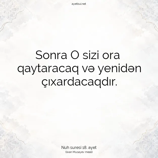 Ayetbul | Kuran Mealleri | Quran | Nuh suresi 18. ayet