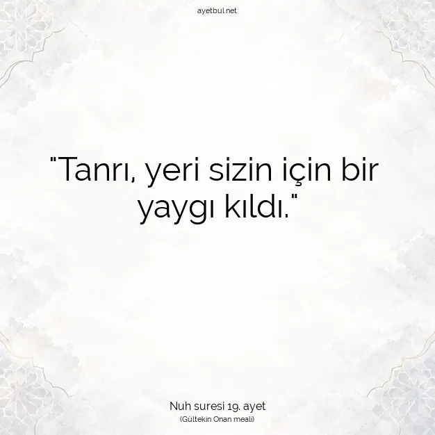 Ayetbul | Kuran Mealleri | Quran | Nuh suresi 19. ayet
