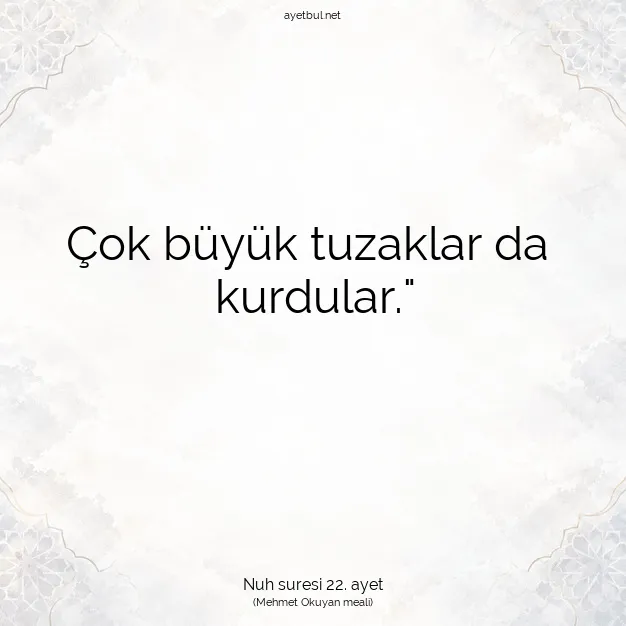 Ayetbul | Kuran Mealleri | Quran | Nuh suresi 22. ayet