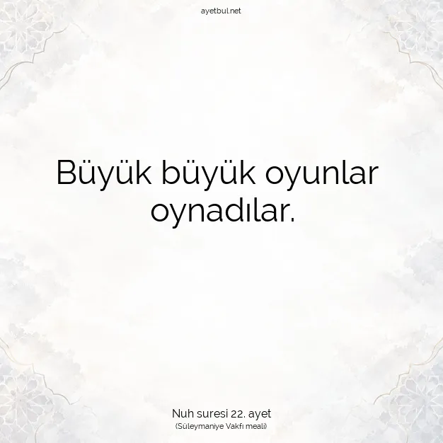 Ayetbul | Kuran Mealleri | Quran | Nuh suresi 22. ayet