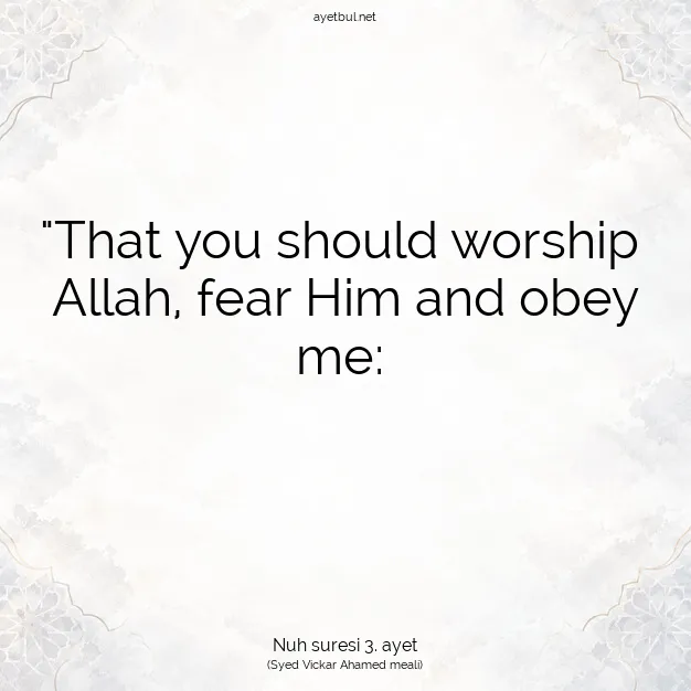 Ayetbul | Kuran Mealleri | Quran | Nuh suresi 3. ayet