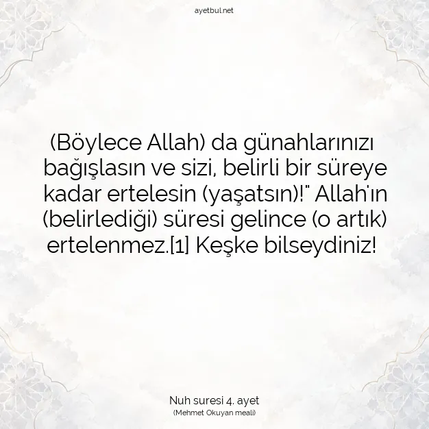 Ayetbul | Kuran Mealleri | Quran | Nuh suresi 4. ayet