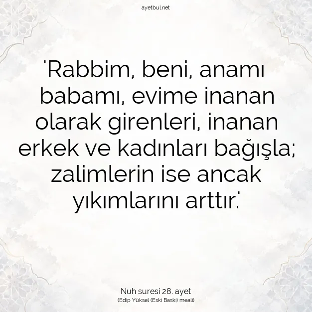 Ayetbul | Kuran Mealleri | Quran | Nuh suresi 28. ayet