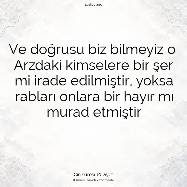 Ayetbul | Kuran Mealleri | Quran | Cin suresi 10. ayet
