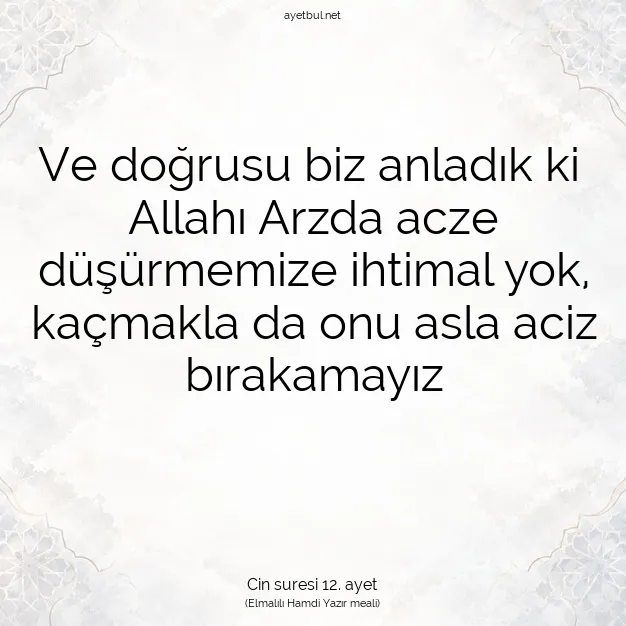 Ayetbul | Kuran Mealleri | Quran | Cin suresi 12. ayet