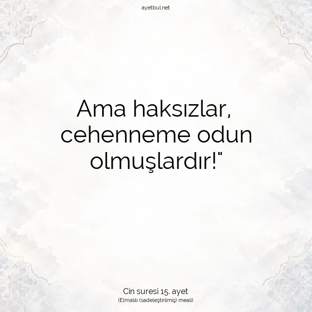 Ayetbul | Kuran Mealleri | Quran | Cin suresi 15. ayet