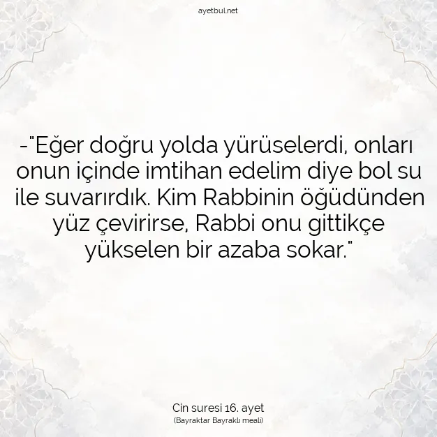Ayetbul | Kuran Mealleri | Quran | Cin suresi 16. ayet