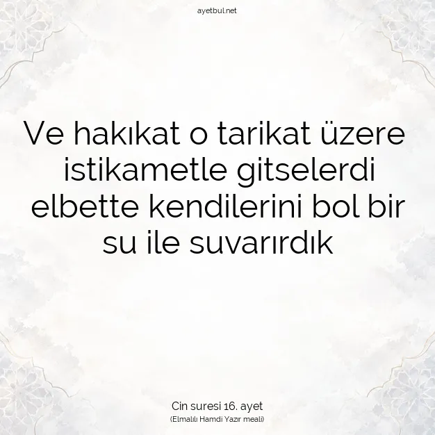 Ayetbul | Kuran Mealleri | Quran | Cin suresi 16. ayet
