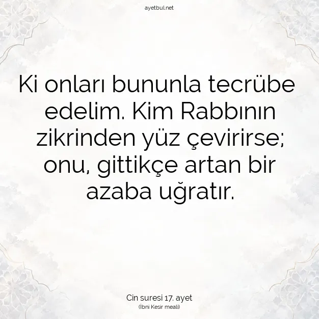 Ayetbul | Kuran Mealleri | Quran | Cin suresi 17. ayet