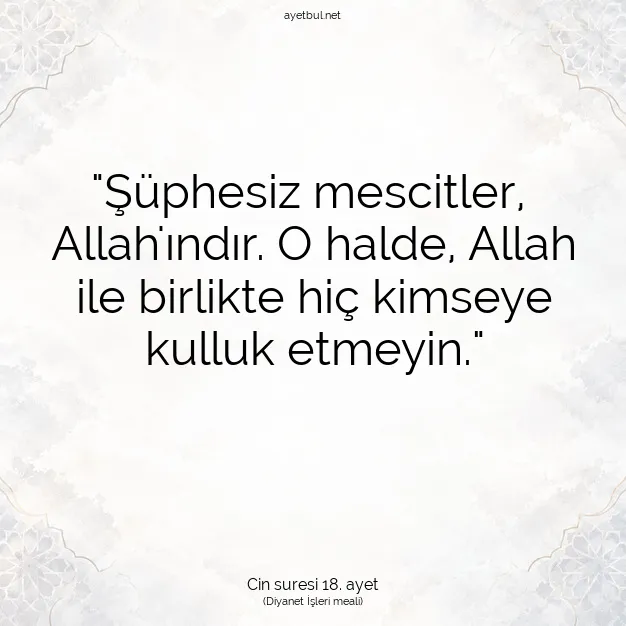 Ayetbul | Kuran Mealleri | Quran | Cin suresi 18. ayet