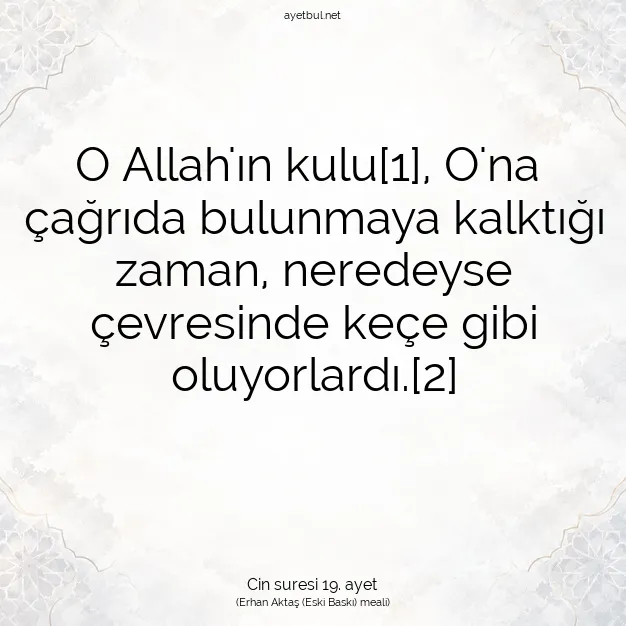 Ayetbul | Kuran Mealleri | Quran | Cin suresi 19. ayet