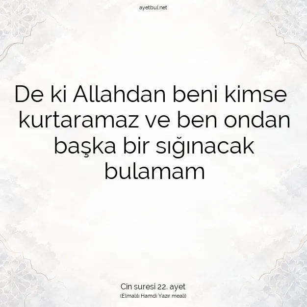 Ayetbul | Kuran Mealleri | Quran | Cin suresi 22. ayet