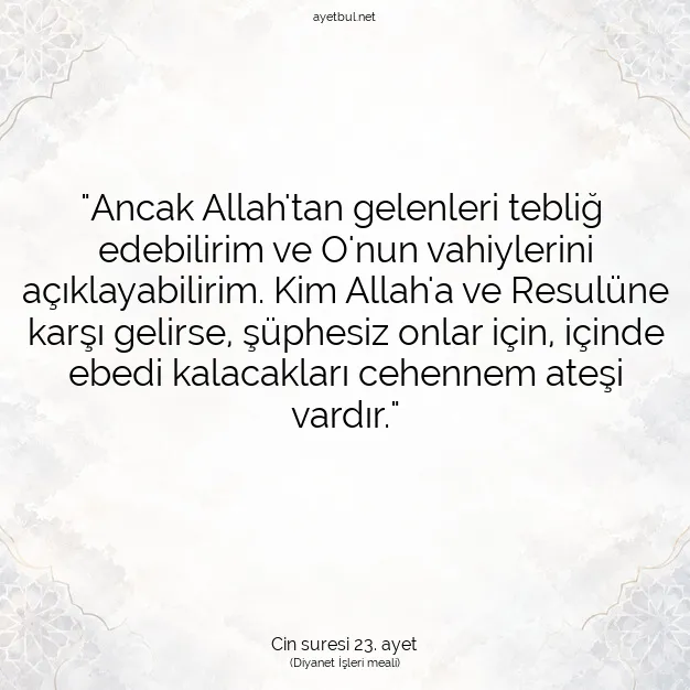 Ayetbul | Kuran Mealleri | Quran | Cin suresi 23. ayet