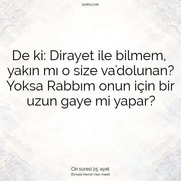Ayetbul | Kuran Mealleri | Quran | Cin suresi 25. ayet
