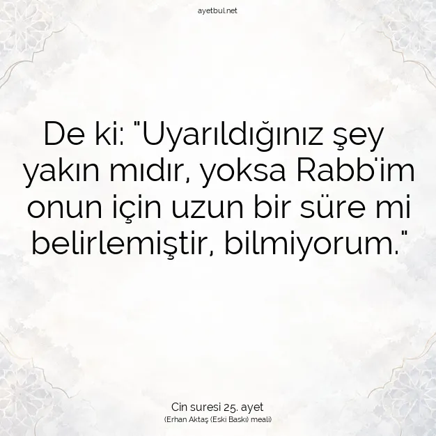Ayetbul | Kuran Mealleri | Quran | Cin suresi 25. ayet