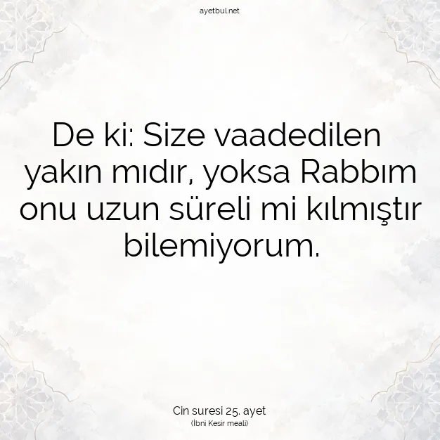Ayetbul | Kuran Mealleri | Quran | Cin suresi 25. ayet