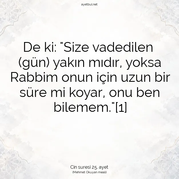 Ayetbul | Kuran Mealleri | Quran | Cin suresi 25. ayet