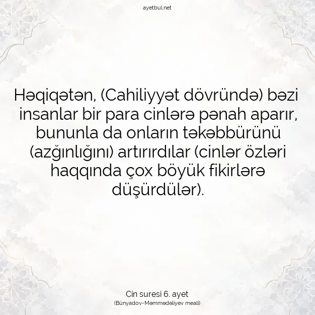 Ayetbul | Kuran Mealleri | Quran | Cin suresi 6. ayet