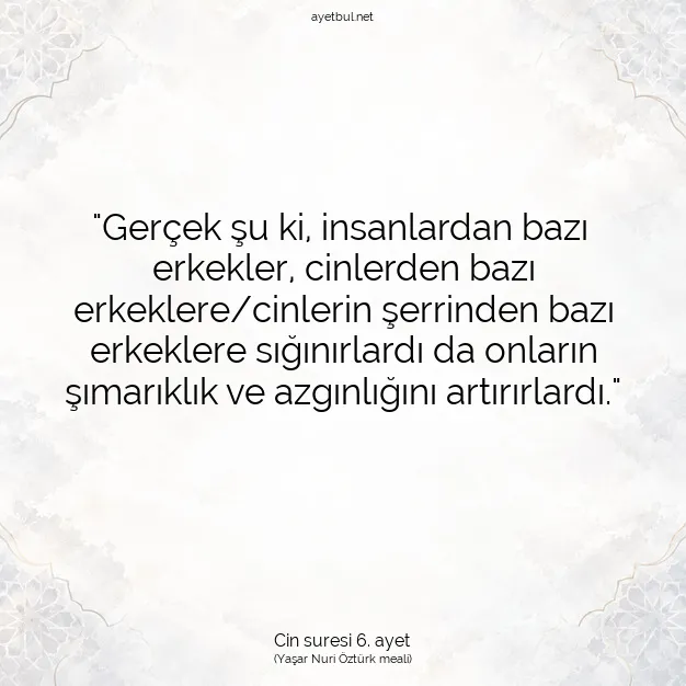 Ayetbul | Kuran Mealleri | Quran | Cin suresi 6. ayet