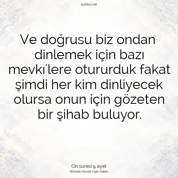 Ayetbul | Kuran Mealleri | Quran | Cin suresi 9. ayet