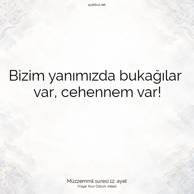 Ayetbul | Kuran Mealleri | Quran | Müzzemmil suresi 12. ayet
