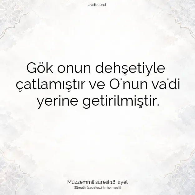 Ayetbul | Kuran Mealleri | Quran | Müzzemmil suresi 18. ayet
