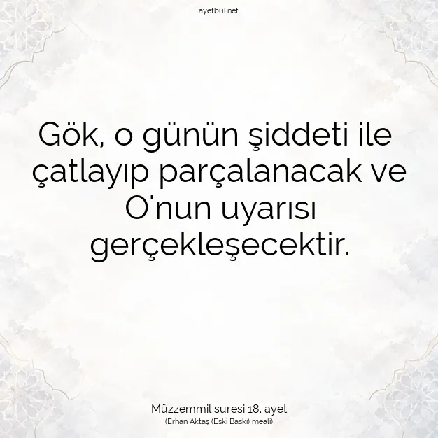 Ayetbul | Kuran Mealleri | Quran | Müzzemmil suresi 18. ayet